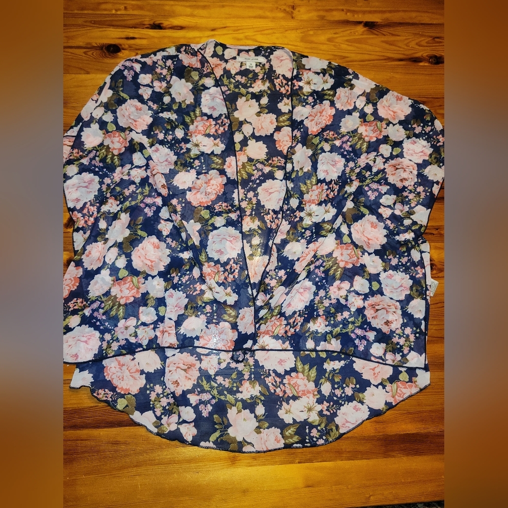 Adam Levine Collection Floral Poncho - Blue and Pink